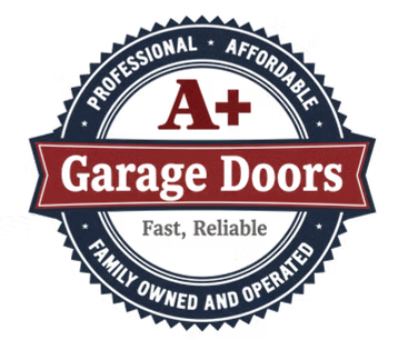 A+ Garage Doors professional affordable logo, family owned and operated business emblem